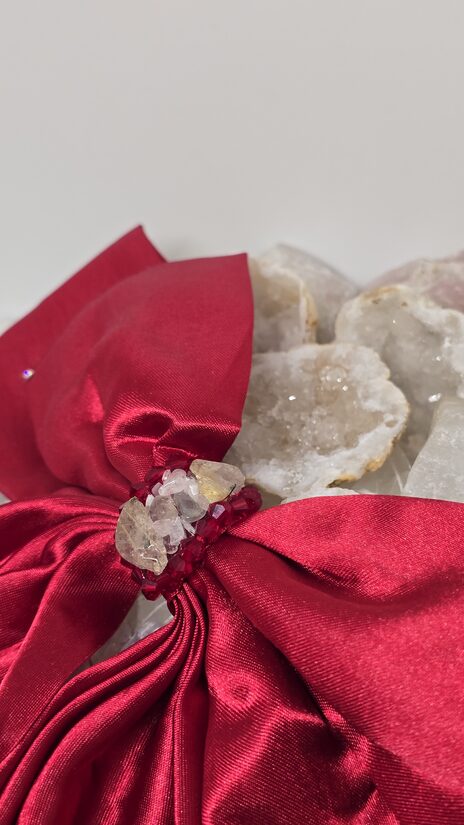 ❤️ Sarkanā matu bante ar dūmu kvarcu un labradorītu